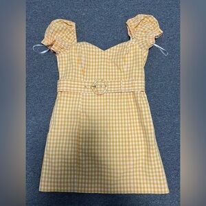 Forever New Yellow Checkered Dress